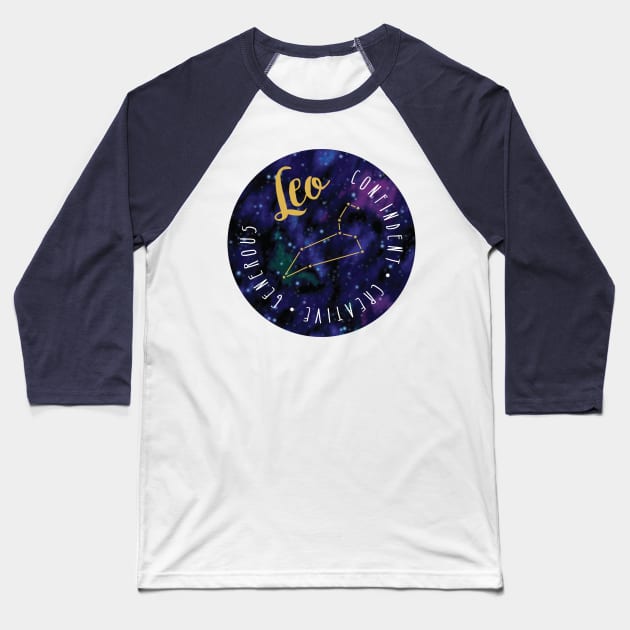 Leo Zodiac Baseball T-Shirt by CreativeHermitCo